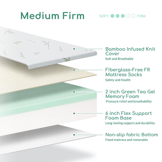 10 inch California King Memory Foam Mattress with Bamboo Cover, CertiPUR-US Certified, Mattress in a Box