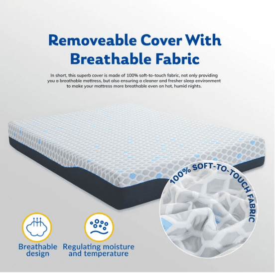 10 inch California Kin Memory Foam Mattress in a box, Medium Feeling, Bamboo Charcoal Gel Mattresses, Made in USA