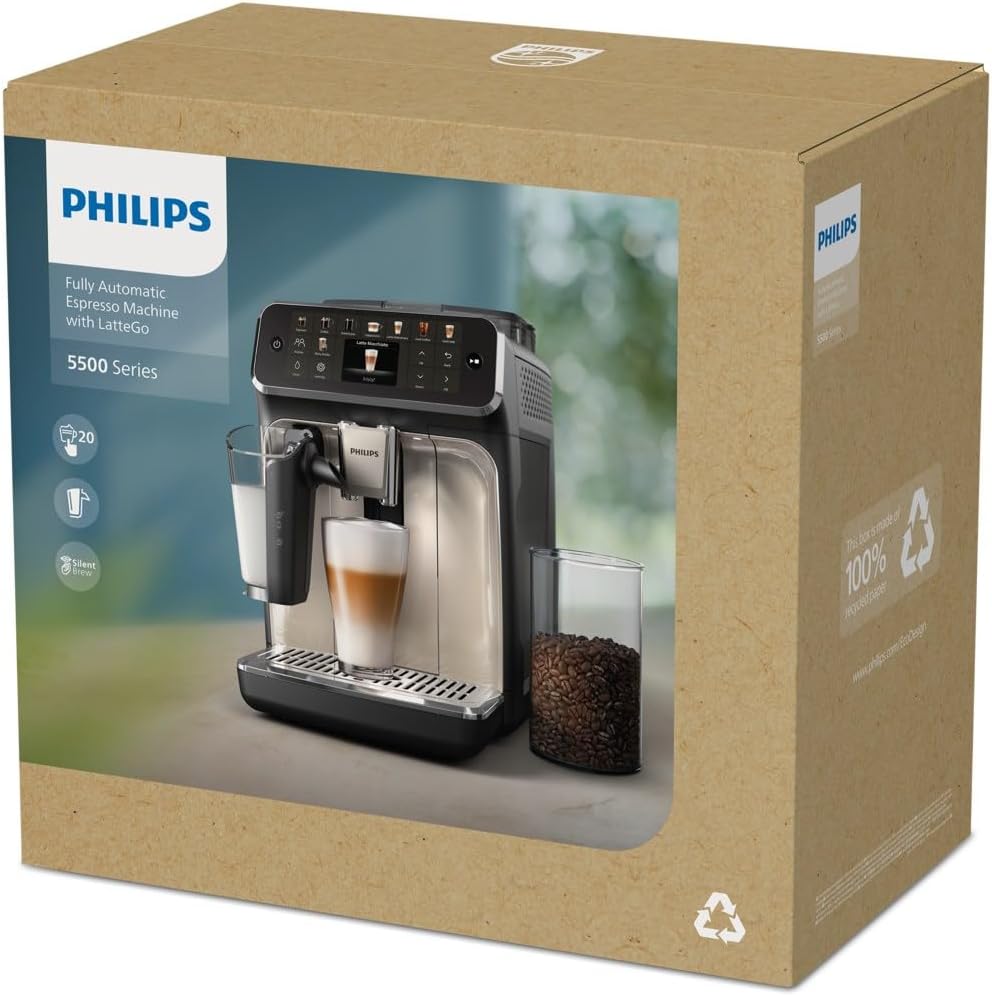 5500 series LatteGo EP5545/70 Kaffeevollautomat 1,8L 15 bar mit Milchaufschäumer – Weiß