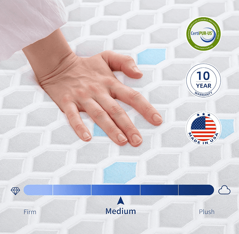 10 inch California Kin Memory Foam Mattress in a box, Medium Feeling, Bamboo Charcoal Gel Mattresses, Made in USA