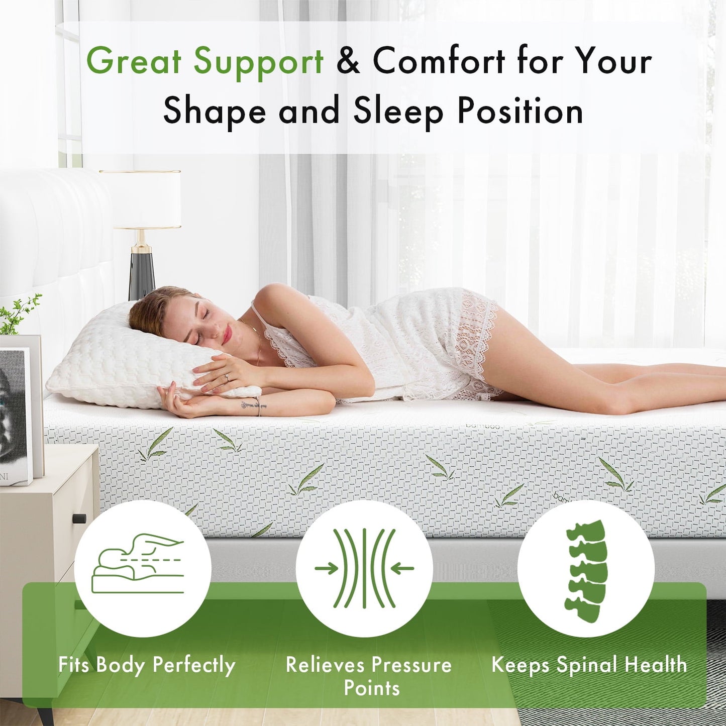 10 inch Cal King Mattress in a Box,Memory Foam Mattress with Bamboo Cover,Made in USA