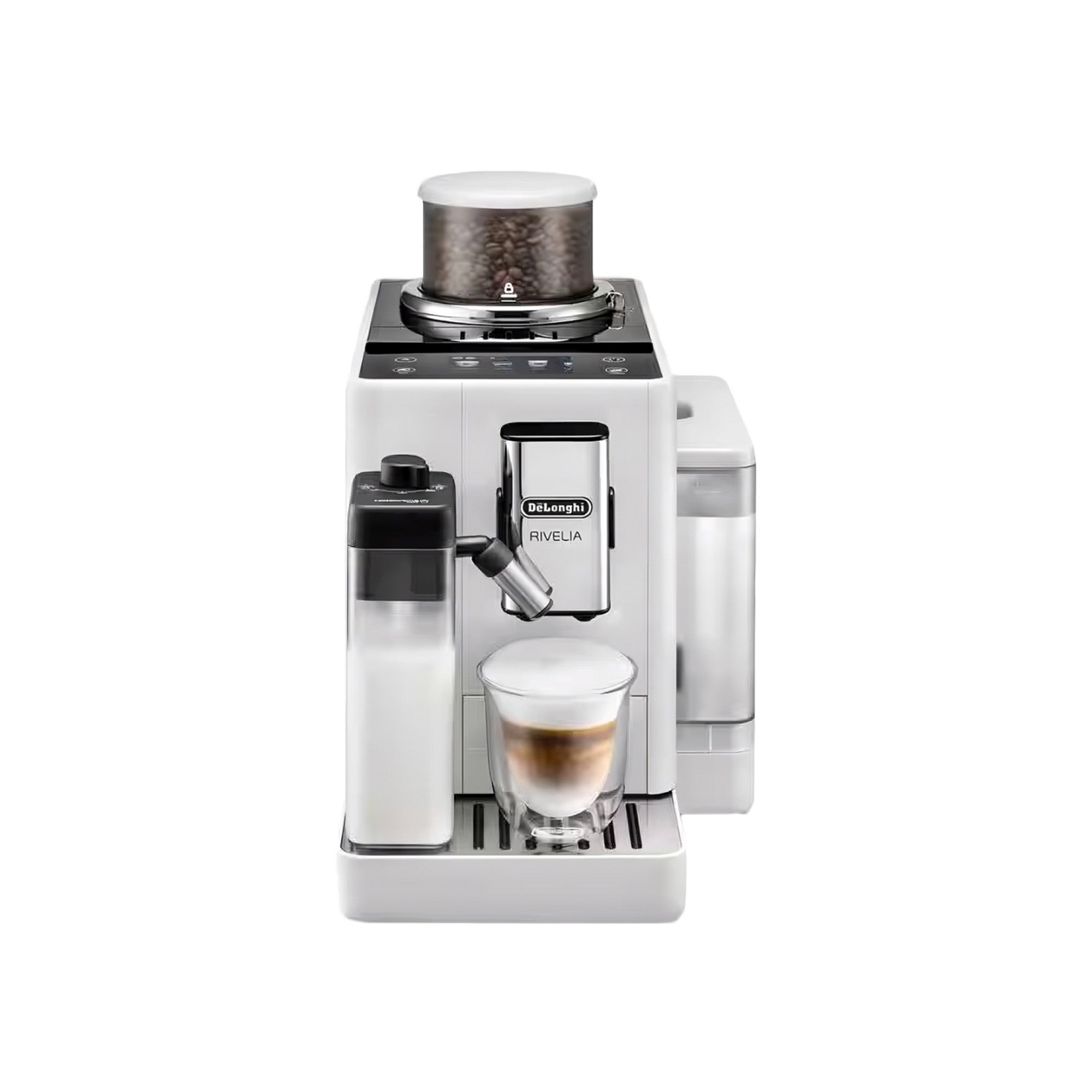 Perfetto Kaffeevollautomat Rivelia EXAM440.55.W - mit LatteCrema-Milchaufschäumer, 16 One-Touch-Getränke, farbiges Touch-Display, Extra-Shot-Funktion, Innovatives Bean-Switch System, Weiß