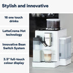 Perfetto Kaffeevollautomat Rivelia EXAM440.55.W - mit LatteCrema-Milchaufschäumer, 16 One-Touch-Getränke, farbiges Touch-Display, Extra-Shot-Funktion, Innovatives Bean-Switch System, Weiß