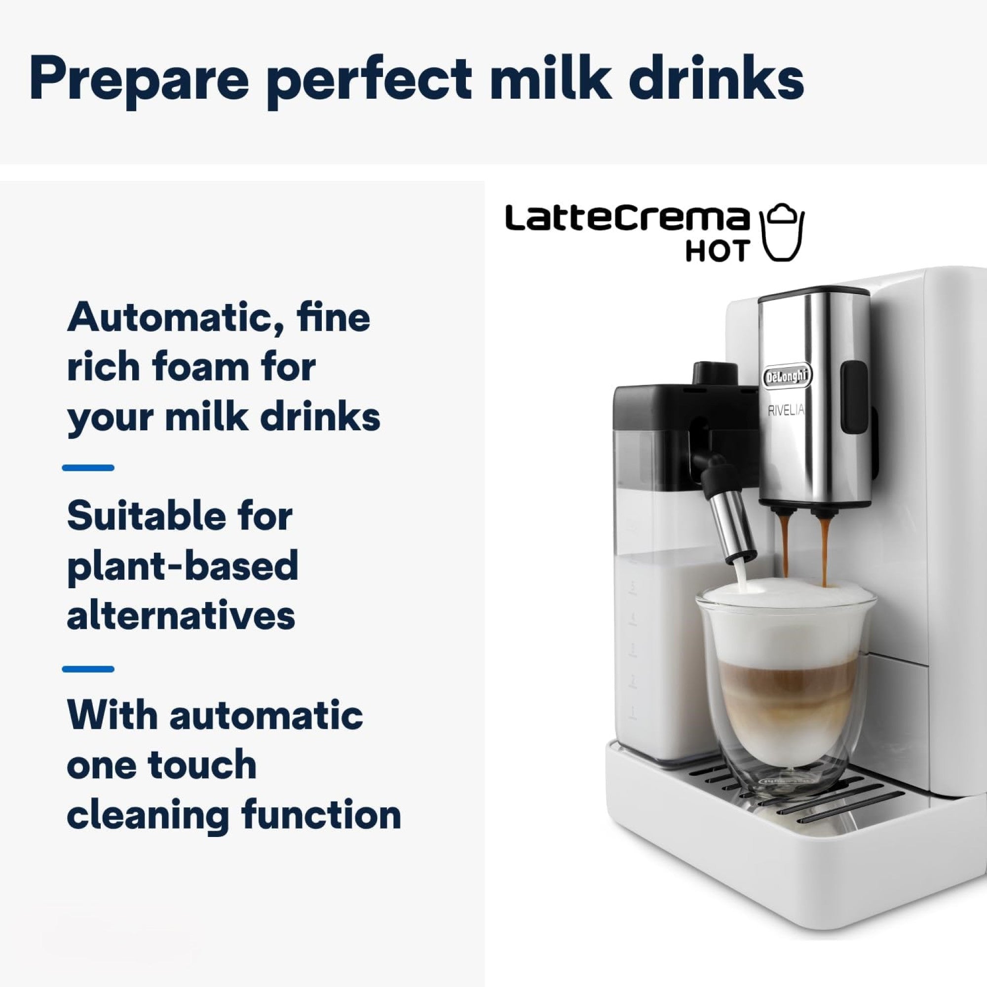 Perfetto Kaffeevollautomat Rivelia EXAM440.55.W - mit LatteCrema-Milchaufschäumer, 16 One-Touch-Getränke, farbiges Touch-Display, Extra-Shot-Funktion, Innovatives Bean-Switch System, Weiß