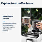 Perfetto Kaffeevollautomat Rivelia EXAM440.55.W - mit LatteCrema-Milchaufschäumer, 16 One-Touch-Getränke, farbiges Touch-Display, Extra-Shot-Funktion, Innovatives Bean-Switch System, Weiß